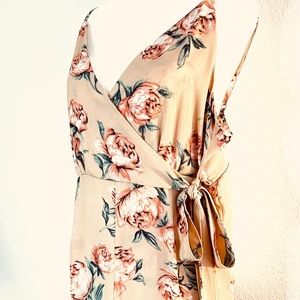 GRADE & GATHER cross front Jumpsuit floral design adjustable straps